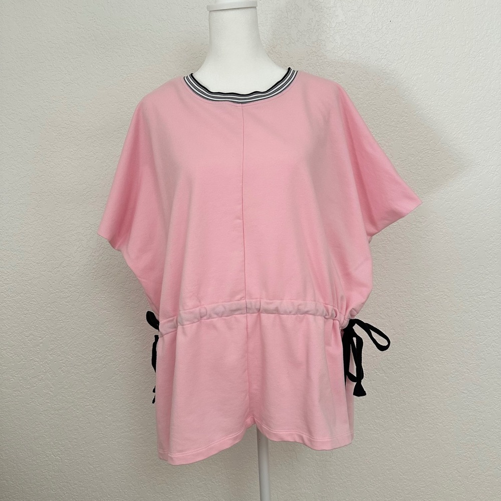Project Runway Boho Top Womens XXL Pink Drawstring Waist Sporty Y2K Festival